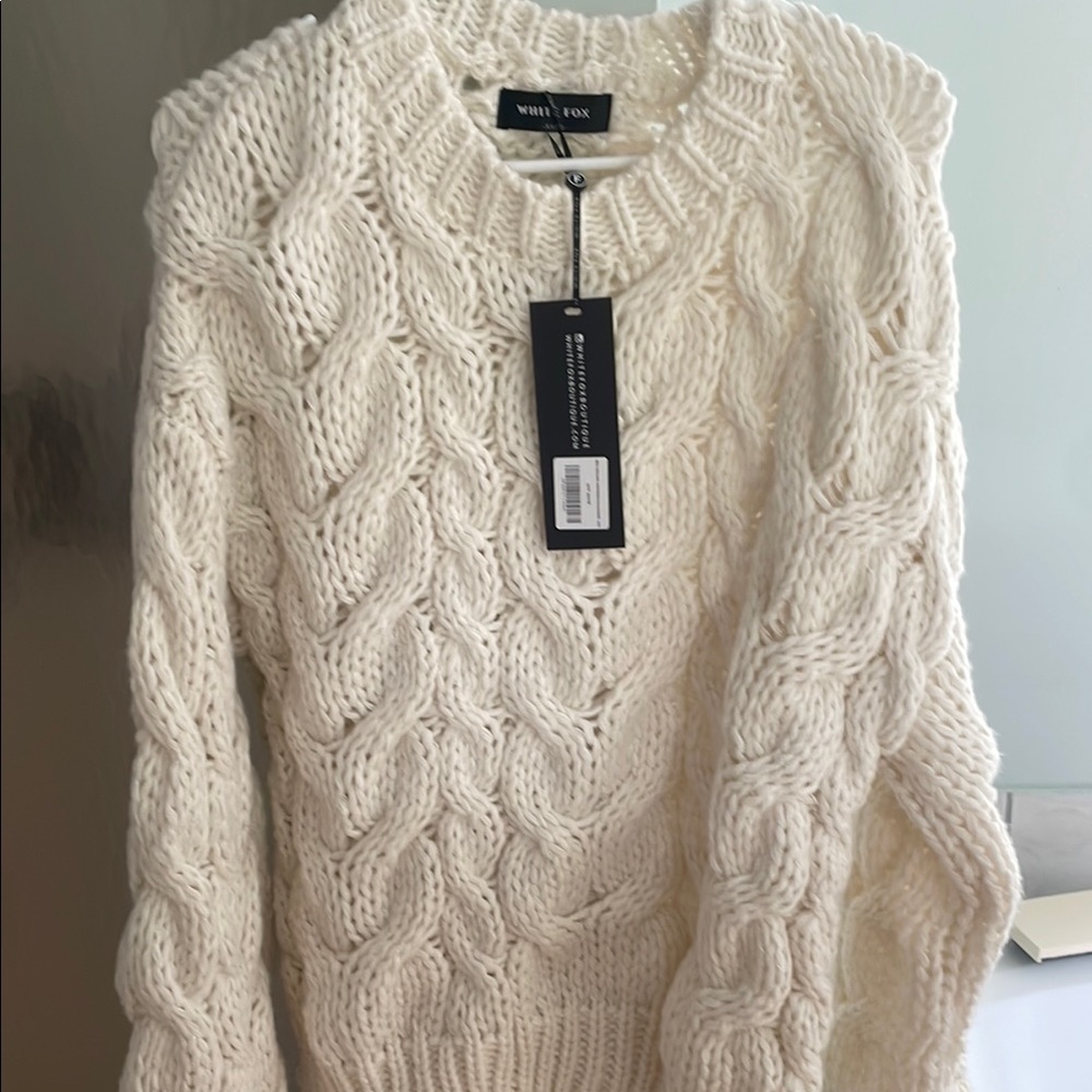 Women's Cream Cable Knit Sweater